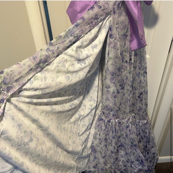 Sherri Hill Purple Floral Formal Dress - Picture 3 of 12